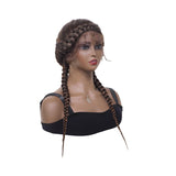 Fully Hand-Braided Swiss Lace Front Dutch Twins Braided Wigs with Baby Hair Brown Braided Wigs