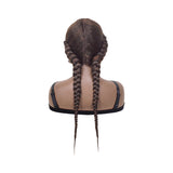 Fully Hand-Braided Swiss Lace Front Dutch Twins Braided Wigs with Baby Hair Brown Braided Wigs