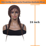 Fully Hand-Braided Swiss Lace Front Dutch Twins Braided Wigs with Baby Hair Brown Braided Wigs