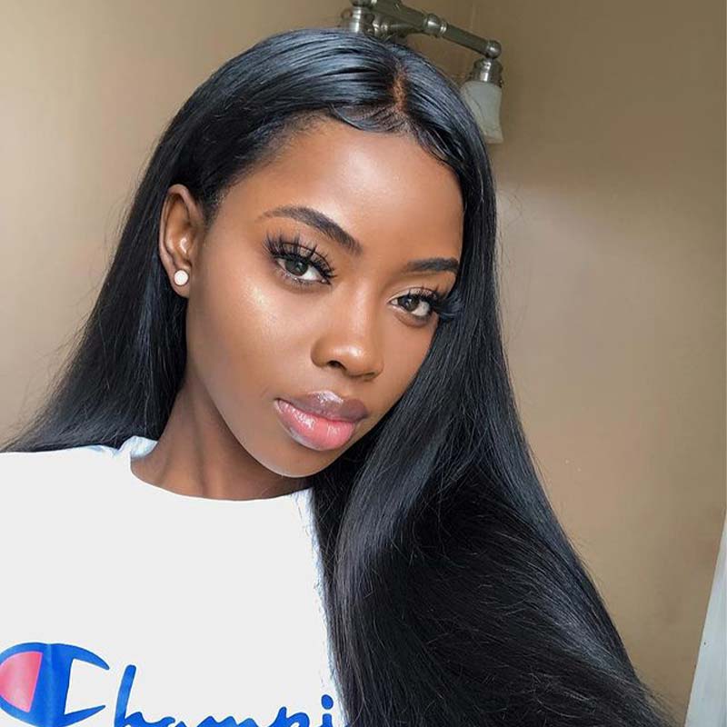 U Part Wigs Straight Human Hair Glueless Half Wig Easy Install