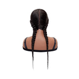 Hand-Braided Lace Front Dutch Twins Braids Wig with Baby Hair for Women Black Braid Wigs