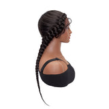 Hand-Braided Lace Front Dutch Twins Braids Wig with Baby Hair for Women Black Braid Wigs