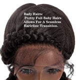 Hand-Braided Lace Front Dutch Twins Braids Wig with Baby Hair for Women Black Braid Wigs