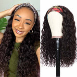 Headband Wigs Human Hair Water Wave Machine Made Wig Brown 02#