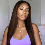 Straight Lace Front Wigs Human Hair Ombre Brown Honey Blonde 13x4 HD Lace Wig