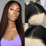 Straight Lace Front Wigs Human Hair Ombre Brown Honey Blonde 13x4 HD Lace Wig