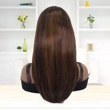 Straight Lace Front Wigs Human Hair Ombre Brown Honey Blonde 13x4 HD Lace Wig