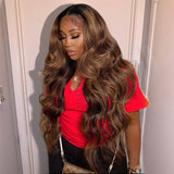 Honey Brown Body Wave 13X4 Frontal Human Hair Wigs HD Lace Wigs