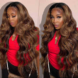 Honey Brown Body Wave 13X4 Frontal Human Hair Wigs HD Lace Wigs