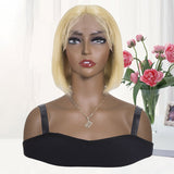 Blonde Bob Wigs Human Hair T Part Lace Wigs Half Machine Made Half Lace Wig