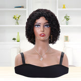 Human Hair Glueless Bob Wigs Culry Black 1B