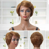 Human Hair Glueless Pixie Lace Front Wigs Curly Capless Ginger 30
