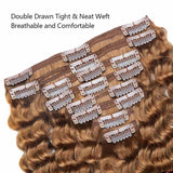 Clip in Human Hair Extensions Brazilian Kinky Curly African 3C 4A Light Brown 30#