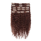 Clip in Human Hair Extensions Brazilian Kinky Curly African 3C 4A Light Brown 30#