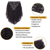 Kinky Curly Clip In Hair Extensions for Black Women 3C 4A Curly Hair