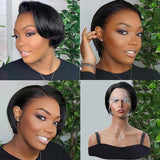 Human Hair Lace Front Pixie Wigs Side Part Short Bob Cut Wigs