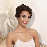 Short Cut Pixie Wigs Human Hair Mommy Wig Ocean Wavy Brown Colored 04