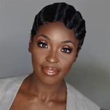 Human Hair Pixie Wigs Finger Wave Short Cut Wigs Jet Black 01