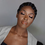 Human Hair Pixie Wigs Finger Wave Short Cut Wigs Jet Black 01