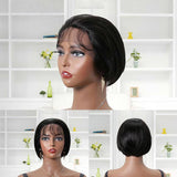 Slick Back Lace Front Bob Wigs Human Hair with Baby Hair For Women