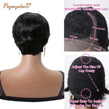 Human Hair Pixie Cut Wig Lace Front Side Part Glueless Mommy Wig with Curls