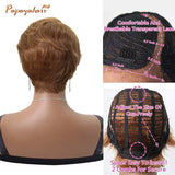 Human Hair Glueless Pixie Lace Front Wigs Curly Capless Ginger 30