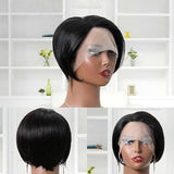 Human Hair Lace Front Pixie Wigs Side Part Short Bob Cut Wigs