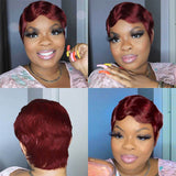 Short Pixie Wigs Finger Wave Mommy Wig Glueless Human Hair Short Cut 99j