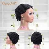 Human Hair Pixie Wigs Finger Wave Short Cut Wigs Jet Black 01
