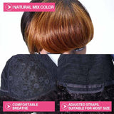 Pixie Cut Wigs with Bangs Short Bob Wig Brown Black Layered Human Hair