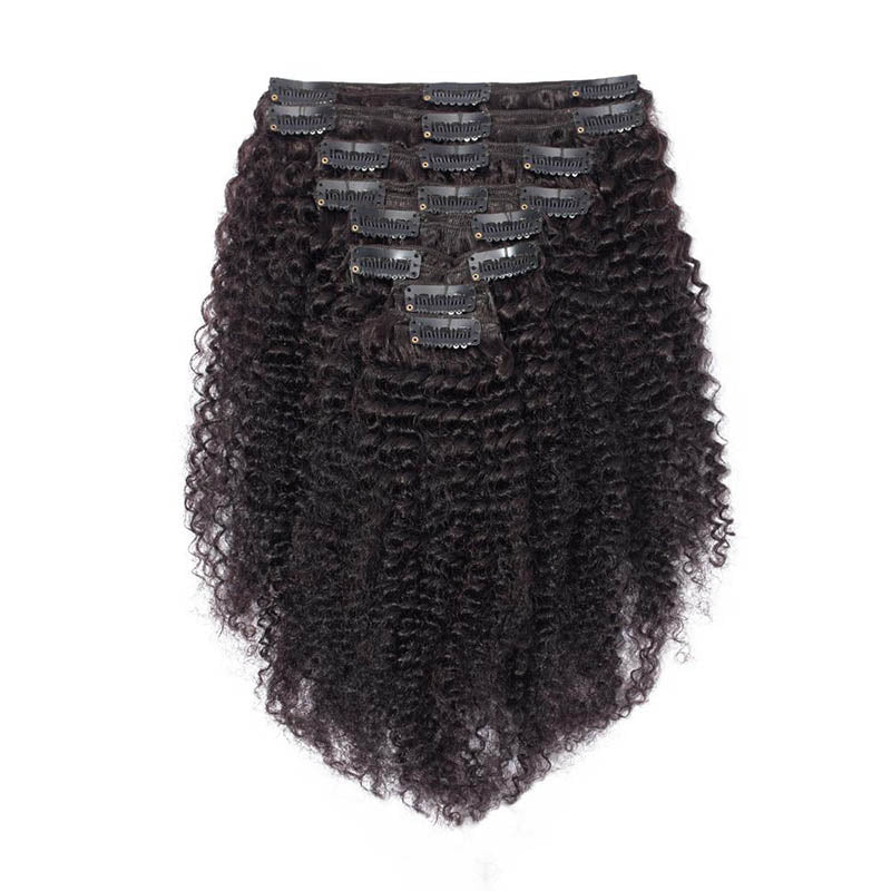 Human Hair Kinky Curly Clip In Hair Extensions Unprocessed Virgin Hair Dark Auburn 33