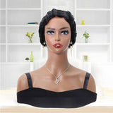 Human Hair Pixie Wigs Finger Wave Short Cut Wigs Jet Black 01