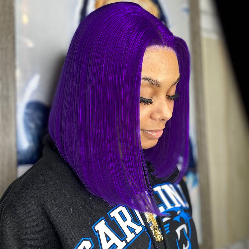 Purple short top hair wig