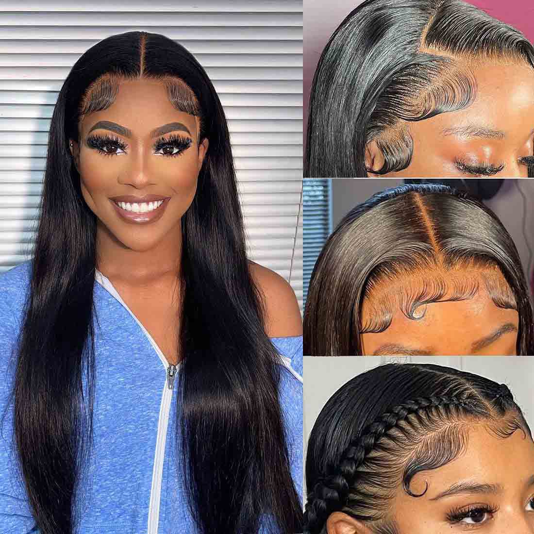 HD Lace Front Wigs Human Hair Straight Wig with Baby Hair for Black Women