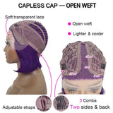 Affordble Short Purple Bob Cut Wig T Part Lace Front Wigs Human Hair Wigs