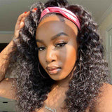 Jerry Curly Headband Wigs Human Hair Glueless Machine Made Wig For African American