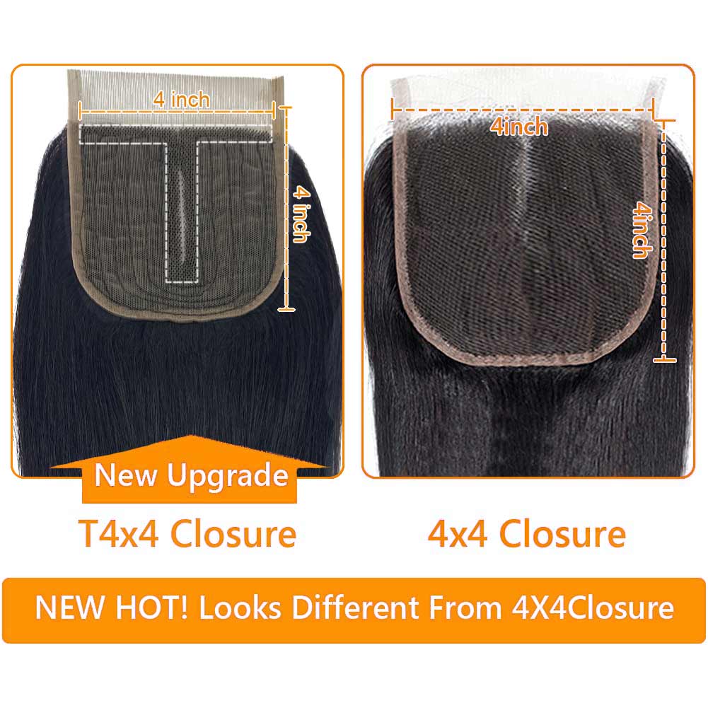 4X4 Lace Closure Half Machine Made Half Hand-tie Human Hair Straight Hair