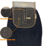 4X4 Lace Closure Half Machine Made Half Hand-tie Human Hair Straight Hair