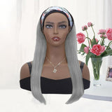 Grey Headband Wig For Women Human Hair Ombre Black Wigs