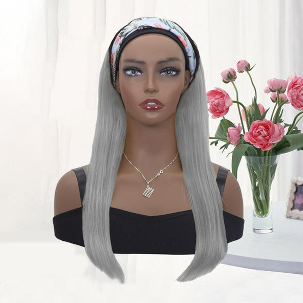Grey Headband Wig For Women Human Hair Ombre Black Wigs – www ...