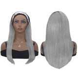 Grey Headband Wig For Women Human Hair Ombre Black Wigs