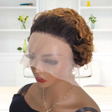 Short Pixie Cut Wigs Lace Front Ombre Honey Blonde Curly Wig Human Hair