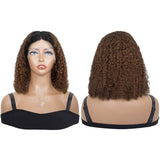 Short Curly Bob Wigs Dark Brown Human Hair For African American