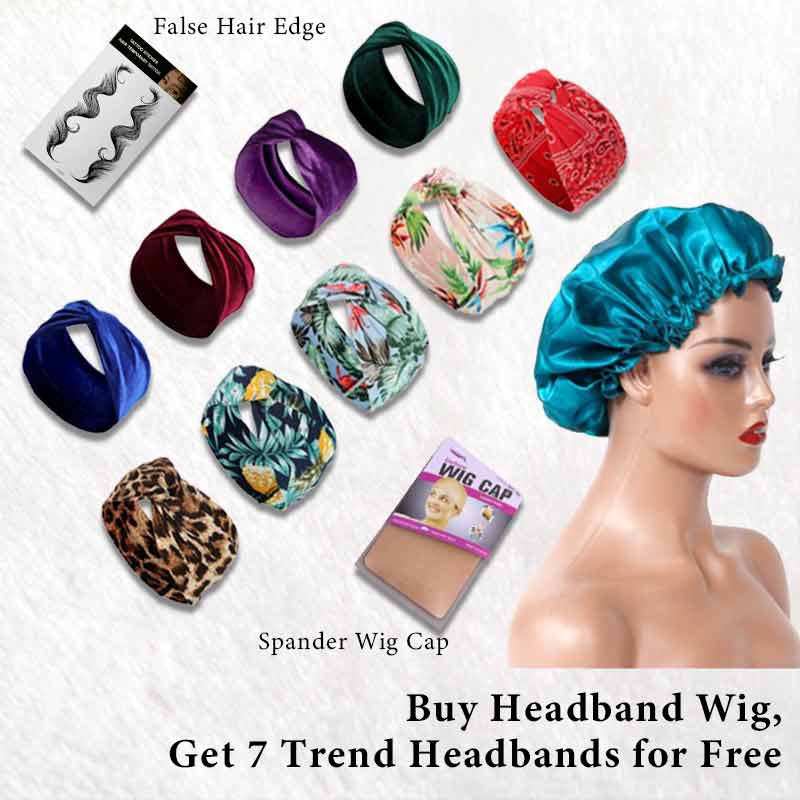 Afro Kinky Curly Headband Wigs Human Hair Half Wigs Brown Color #2
