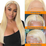 Glueless 13x4 Invisible Transparent HD Straight Lace Front Wig Blonde Hair For Black Women