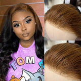 Body Wave Brown on Black Wig 13x4 HD Lace Wigs Human Hair Wig with Baby Hair Pre Plucked