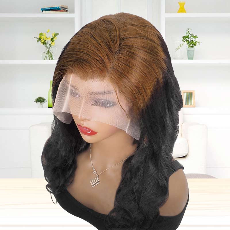 Body Wave Brown on Black Wig 13x4 HD Lace Wigs Human Hair Wig with Baby Hair Pre Plucked