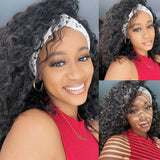 Headband Wigs Human Hair Wet and Wavy Half Wig for African American