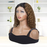 Short Curly Brown Wigs Human Hair Natural Looking Glueless Wig