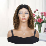 Short Curly Brown Wigs Human Hair Natural Looking Glueless Wig